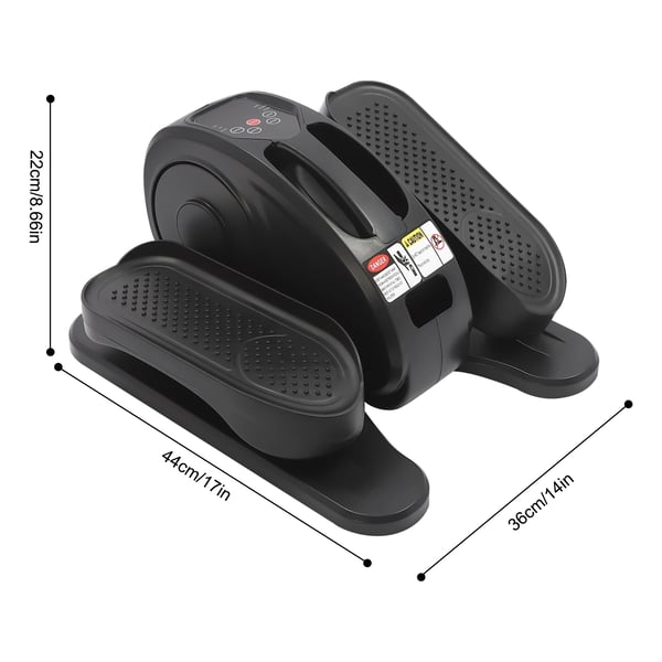 Mini stepper - Elektrisk elliptisk træner til under bordet - 50 W - 5 hastigheder - Auto P1–P3 - Fjernbetjening & knapper - LED-display - Sort