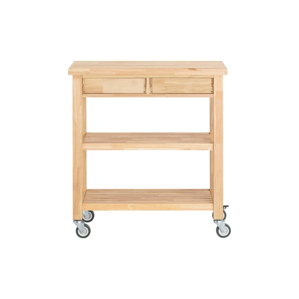 FKW24-N serveringsvogn, køkkenvogn i gummitræ, B80×D40×H90 cm, lys kaffebrun