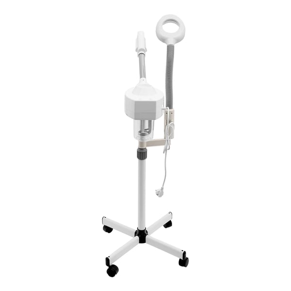 Professionel ansigtsdamper/vapozon - 2-i-1 med 5x luplampe - 800 W - Til salon & spa - Luftfugter - Hvid