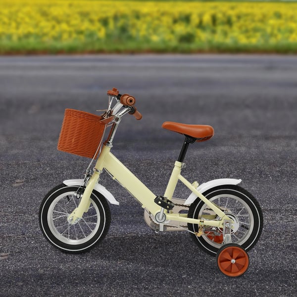 Børnecykel 12 tommer, balance- og pedallæring, kulstofstål, hvid, 2–4 år, maks. 40 kg