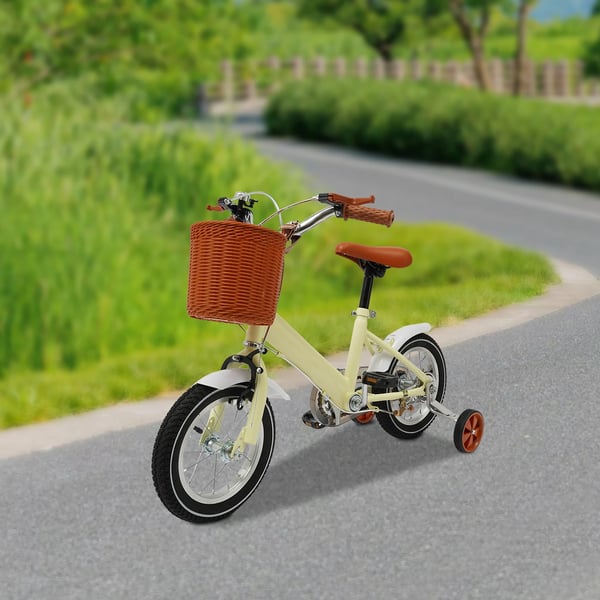 Børnecykel 12 tommer, balance- og pedallæring, kulstofstål, hvid, 2–4 år, maks. 40 kg