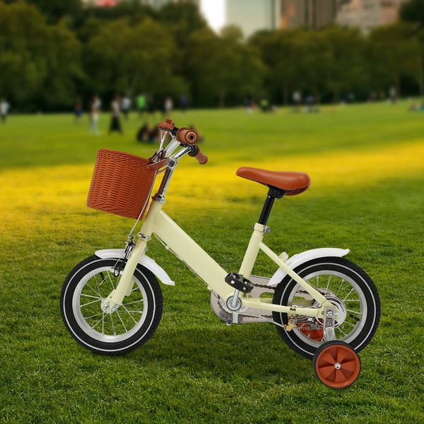Børnecykel 12 tommer, balance- og pedallæring, kulstofstål, hvid, 2–4 år, maks. 40 kg