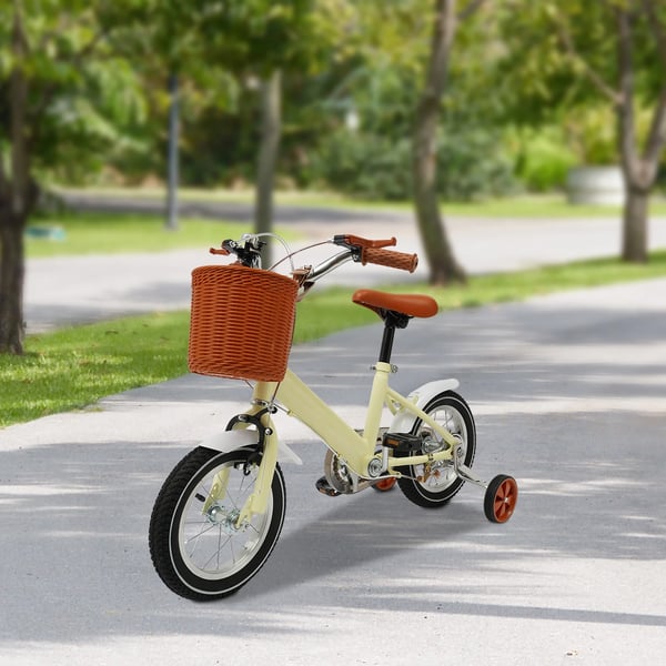 Børnecykel 12 tommer, balance- og pedallæring, kulstofstål, hvid, 2–4 år, maks. 40 kg