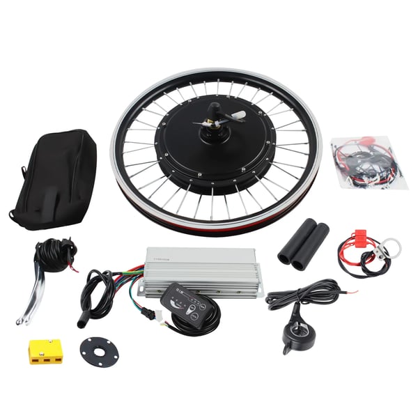 Elcykel konverteringssæt - Forhjul navmotor 50,8 cm - 1000 W - E-bike ombygningssæt - Sort