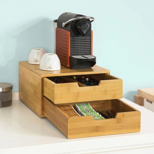 FRG82-N, kaffekapselboks med skuffer, farve Coffee, BxDxH 30×18×31 cm