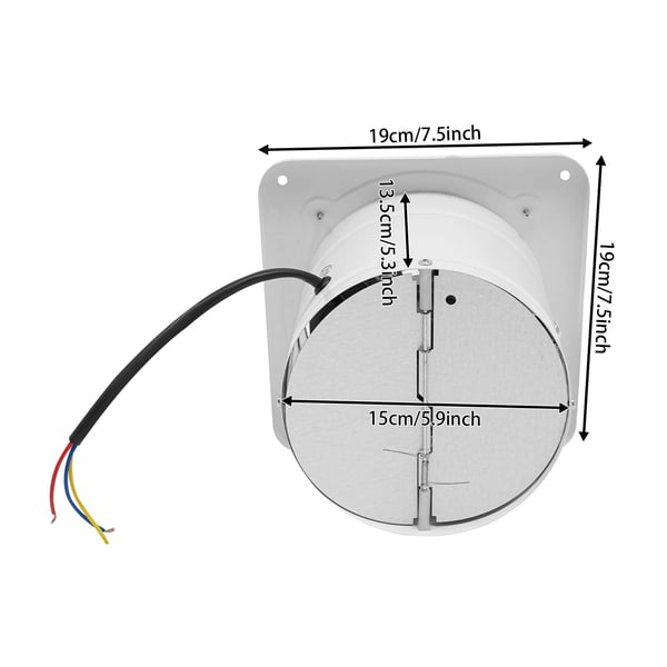 Poistopuhallin - Seinään asennettava 15 cm - Keittiö/Kylpyhuone - Takaiskuventtiili - Verkkovirta 220V 40W - Nopeus 2600 r/min - Hiljainen - Valkoinen