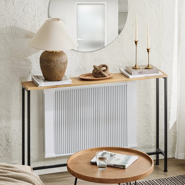 FSB19-L-E, vintage konsolipöytä eteiseen, metallirunko, 120×81×20 cm, Dark Khaki