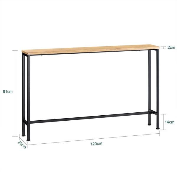 FSB19-L-E, vintage konsolipöytä eteiseen, metallirunko, 120×81×20 cm, Dark Khaki