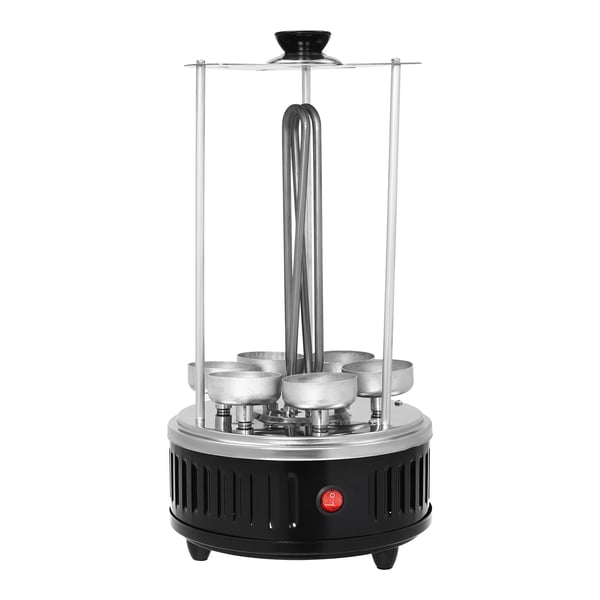 Vertikal elektrisk grill - Rotisseriegrill - 5 spyd - 1000 W - Rustfrit stål - Røgfri - Op til 500°C - Lysegrå