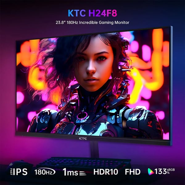 H24F8 - Gaming Monitor Skærm - 60,5 cm - 1920x1080 Full HD - Fast IPS - 180 Hz - 1 ms - HDR10 - Hvid