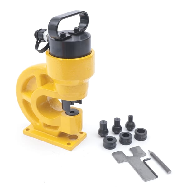 Hydraulisk hulstanse - CH-60 - Kraft 31 ton/304 kN - Halsdybde 9,5 cm - Stanseforme 10,5–20,5 mm (4) - Til vinkelstål 4–5 mm - Gul