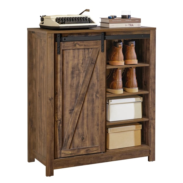 FSB59, sideboard med skydedør, smalt skoskab/opbevaringsskab, farve: Chocolate