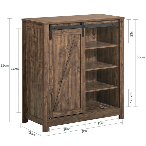 FSB59, sideboard med skydedør, smalt skoskab/opbevaringsskab, farve: Chocolate