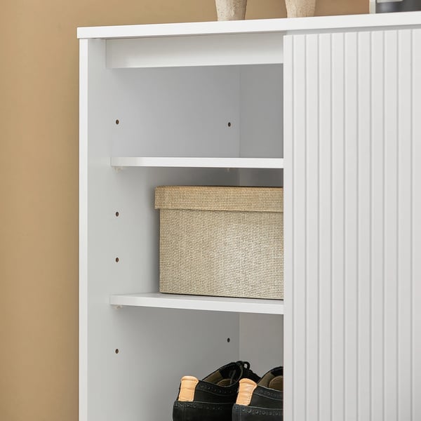 FSB62-W, opbevaringsskab med skydedøre, hvid, skoskab/sideboard