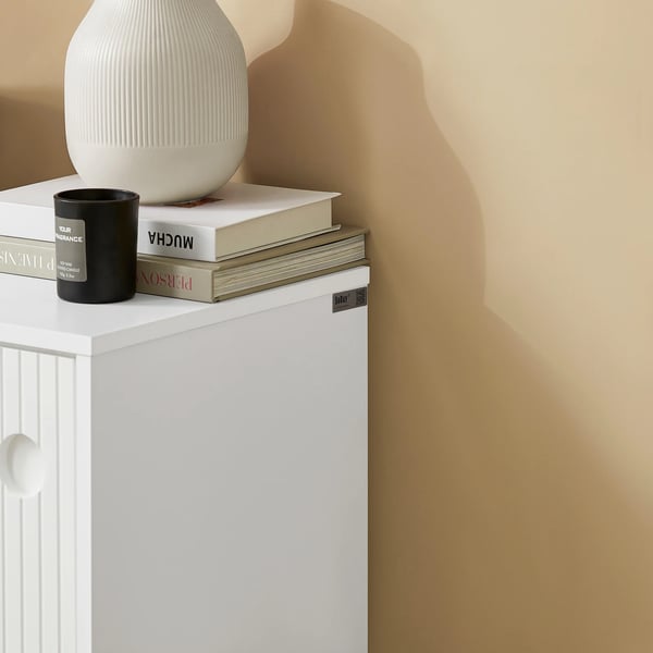 FSB62-W, opbevaringsskab med skydedøre, hvid, skoskab/sideboard