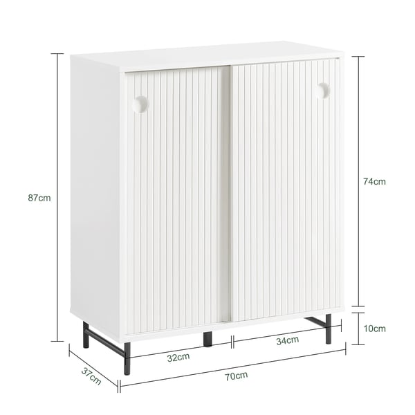 FSB62-W, opbevaringsskab med skydedøre, hvid, skoskab/sideboard