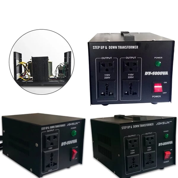 Muuntaja - Jännitemuunnin - 2000 W - Ylös/Alas -muunnos - 110↔220 V - Musta