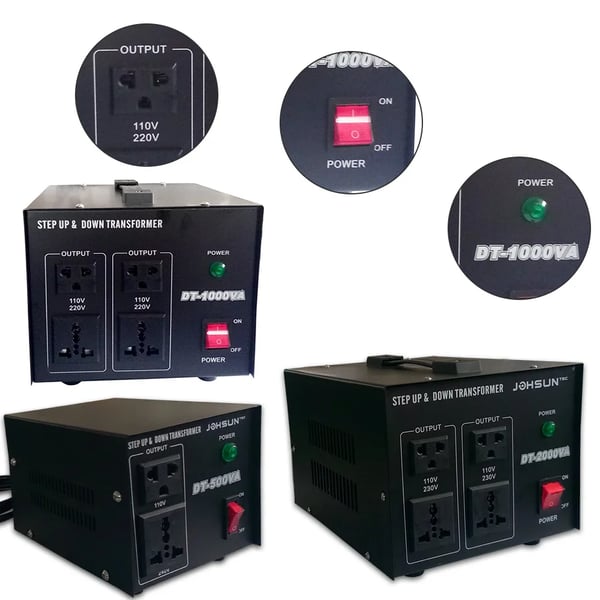 Muuntaja - Jännitemuunnin - 2000 W - Ylös/Alas -muunnos - 110↔220 V - Musta