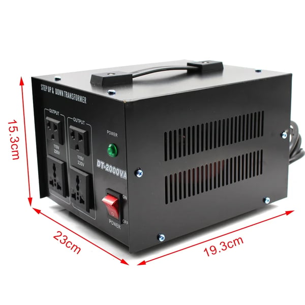 Muuntaja - Jännitemuunnin - 2000 W - Ylös/Alas -muunnos - 110↔220 V - Musta