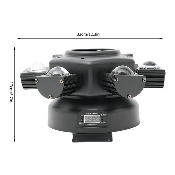 Roterende scenelys - 6-arm DMX lyseffekt - Laser & LED - 150–200 W - DMX512/Master-Slave/Auto/Lyd - 220 V EU-stik - Varmt lys