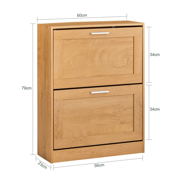 FSR137 skoskab med 2 klapper, smal model 60x79x23 cm, kaffebrun