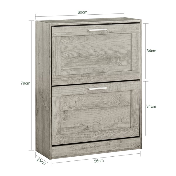 FSR137 skoskab, 2 klapper, smalt, ca. 60x79x23 cm, mørkegrå