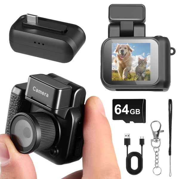Minikamera - Videokamera/Camcorder - 1080p Full HD - Kannettava - Tuki SD-kortille - Ei sisäistä muistia - Sisä-/ulkokäyttöön - Musta