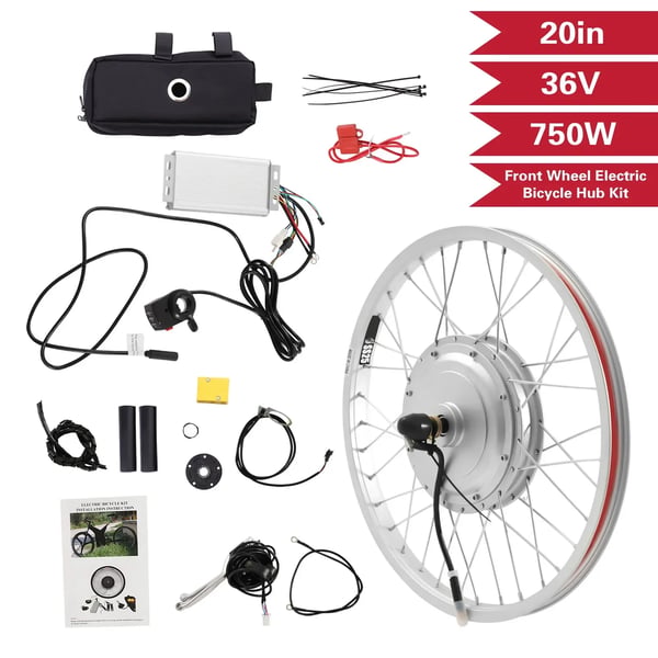 Sähköpyörän muunnossarja - Etupyörän napamoottori 50,8 cm - 36V 750W - 35 Nm - 100 mm haarukan leveys - Alu-magnesium vanne - Hopea