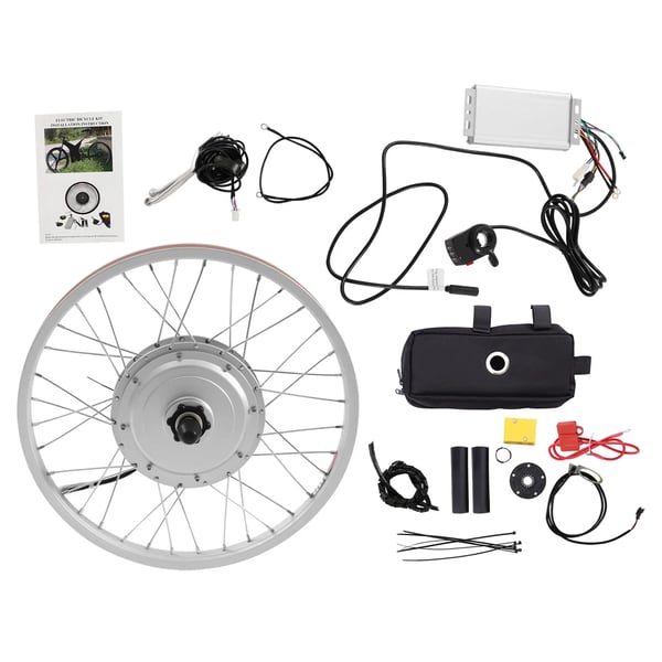 Sähköpyörän muunnossarja - Etupyörän napamoottori 50,8 cm - 36V 750W - 35 Nm - 100 mm haarukan leveys - Alu-magnesium vanne - Hopea