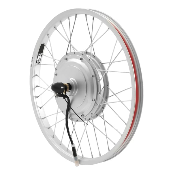 Sähköpyörän muunnossarja - Etupyörän napamoottori 50,8 cm - 36V 750W - 35 Nm - 100 mm haarukan leveys - Alu-magnesium vanne - Hopea