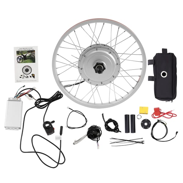 Sähköpyörän muunnossarja - Etupyörän napamoottori 50,8 cm - 36V 750W - 35 Nm - 100 mm haarukan leveys - Alu-magnesium vanne - Hopea