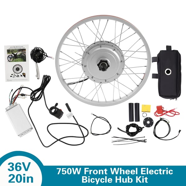 Sähköpyörän muunnossarja - Etupyörän napamoottori 50,8 cm - 36V 750W - 35 Nm - 100 mm haarukan leveys - Alu-magnesium vanne - Hopea
