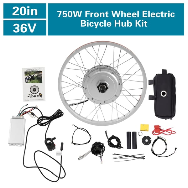 Sähköpyörän muunnossarja - Etupyörän napamoottori 50,8 cm - 36V 750W - 35 Nm - 100 mm haarukan leveys - Alu-magnesium vanne - Hopea