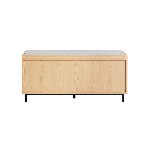 FSR154-N skobänk, sittplatta och skjutdörrar, smal design, kaffebrun