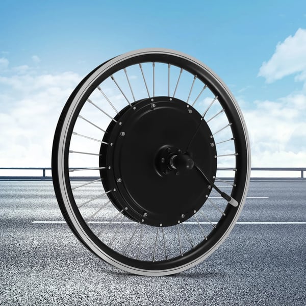 Sähköpyörän muunnossarja - Etunapamoottori - 500W 340 RPM - 50,8 cm renkaille - Jarrukahvat moottorin katkaisulla - Sopii V-jarru/levyjarrulle - Musta