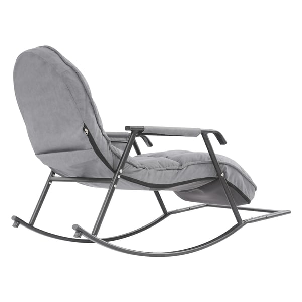 Strandstol/solstol utomhus - Gungstol - Justerbart fotstöd, 3 lägen - Mjuk dyna & ryggstöd - Enkel montering - Mörkgrå