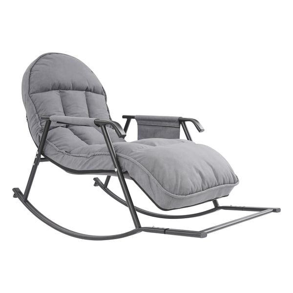Strandstol/solstol utomhus - Gungstol - Justerbart fotstöd, 3 lägen - Mjuk dyna & ryggstöd - Enkel montering - Mörkgrå