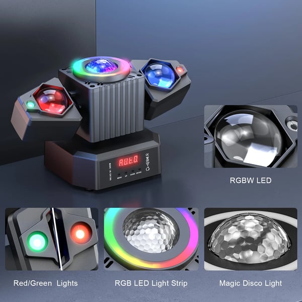 LED Scenelys - To-armet Moving Head - 2-pak - 65W - RGBW 4-in-1 - DMX512 19CH - Strobe & Rotation - EU-stik