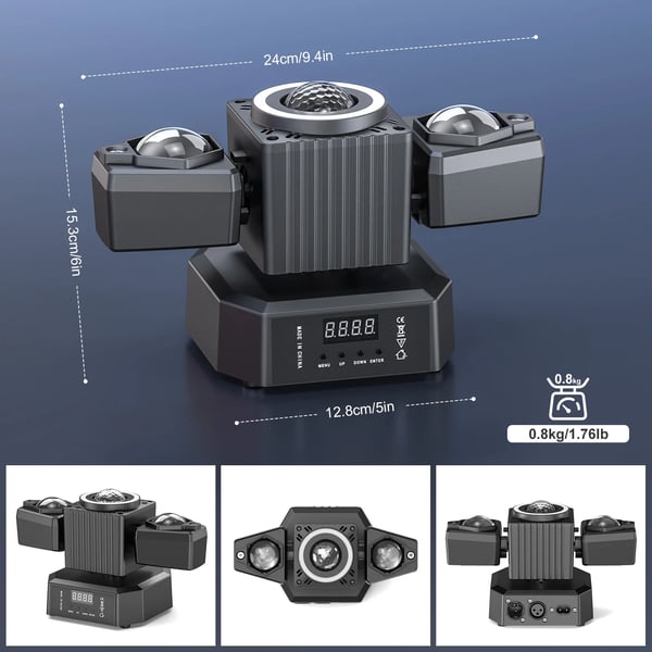LED Scenelys - To-armet Moving Head - 2-pak - 65W - RGBW 4-in-1 - DMX512 19CH - Strobe & Rotation - EU-stik