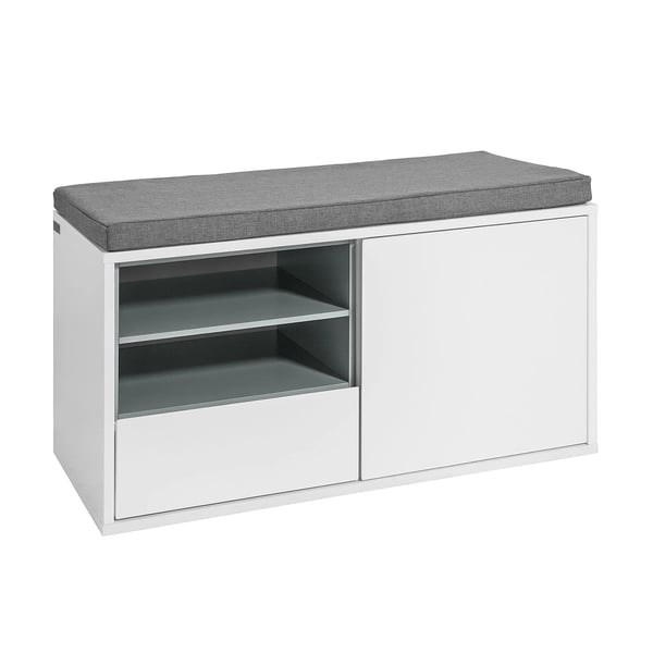 FSR37-W, skobænk med siddepude, hvid, 80x46x35 cm
