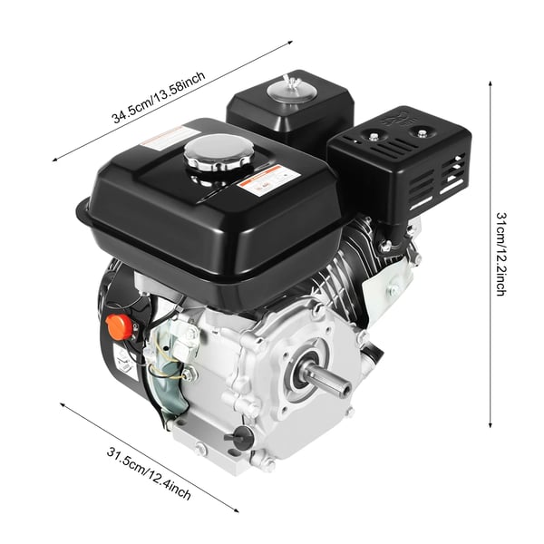 Benzinmotor - 4-takts 1-cylindret - 7,5 hk/5100 W - Luftkølet - Bærbar - Til gokart/reserve - 40x35x34 cm - Sort