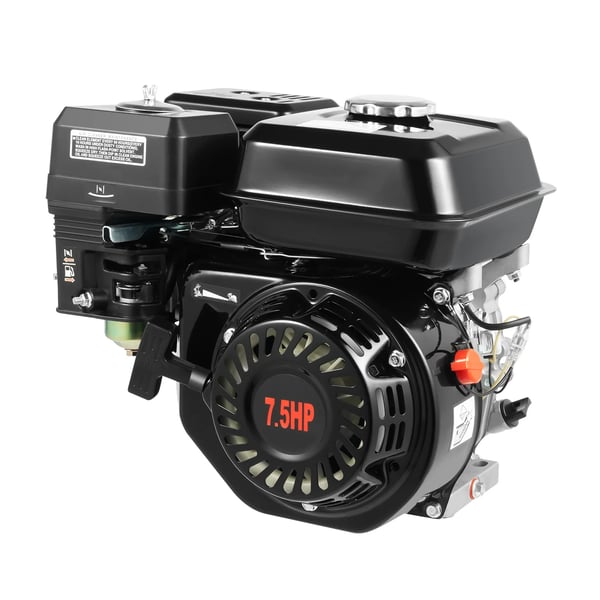 Benzinmotor - 4-takts 1-cylindret - 7,5 hk/5100 W - Luftkølet - Bærbar - Til gokart/reserve - 40x35x34 cm - Sort