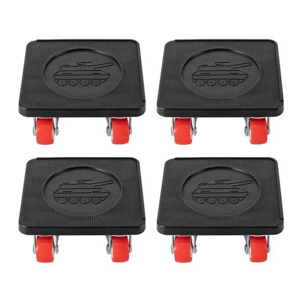 Møbelflyttesæt - Møbelløfter med 4 rullehjul - Kraftig - PVC/PP/stålrør - 10 x 10,5 cm - 1,45 kg - Rød