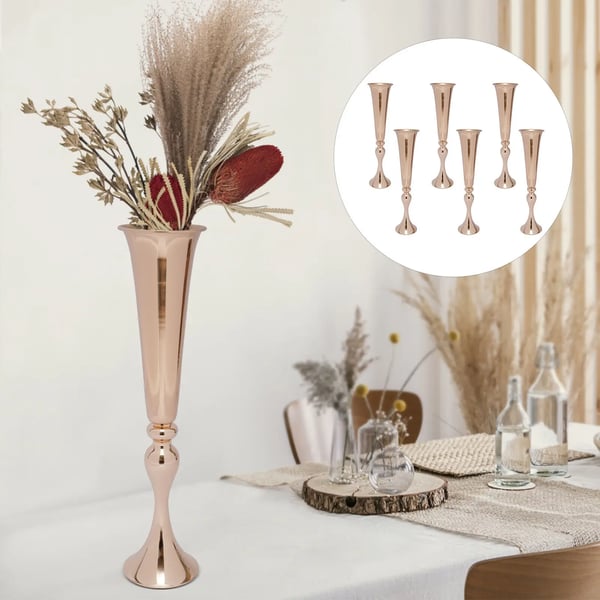 Bryllupsdekoration - Trompetvaser - 6 stk - 56 cm - Borddekoration - Guld