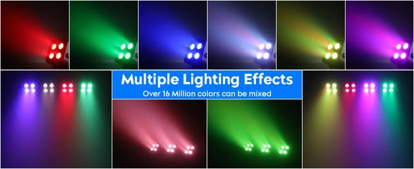 LED Par Uplight - DMX lavavalo - RGBWA+UV 4x18W (72W) - Sisäänrakennettu akku - DMX512/RDM 6/8/10 kanavaa - Sovellus & kaukosäädin - EU-pistoke