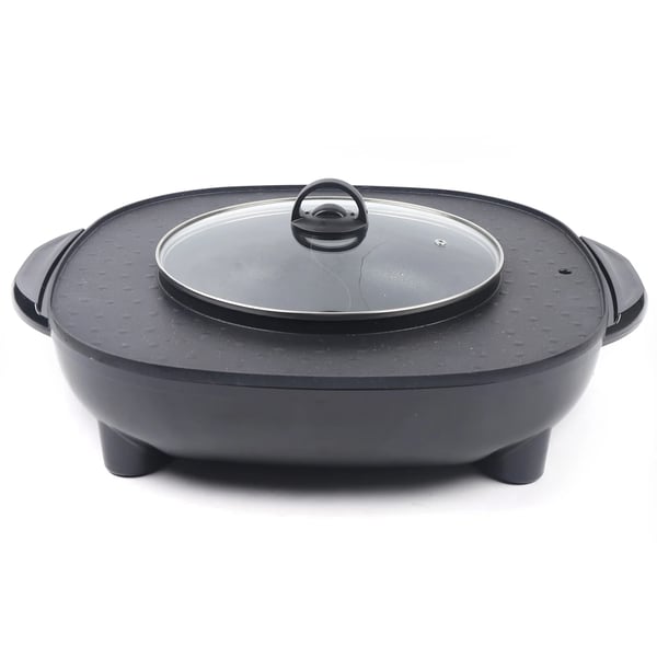 Hotpot med grill - Elektrisk bordgrill & gryde - 2-i-1 - Dobbelt temperaturkontrol - Separate zoner - Til hjem & restaurant