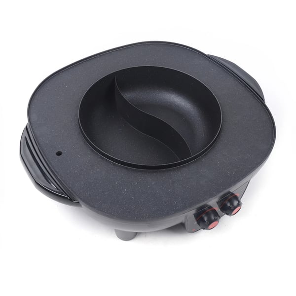 Hotpot med grill - Elektrisk bordgrill & gryde - 2-i-1 - Dobbelt temperaturkontrol - Separate zoner - Til hjem & restaurant