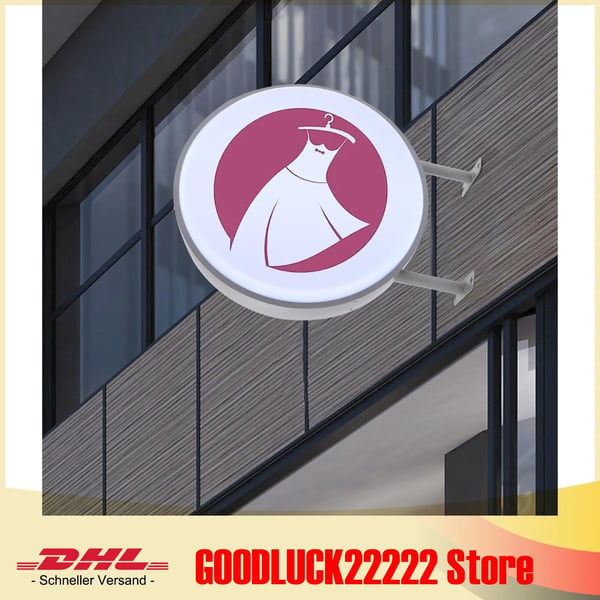 LED Lysboks - Rundt Udhængsskilt - 50,8 cm - Dobbeltsidet - Udendørs - Ramme i aluminiumslegering - God varmeafledning