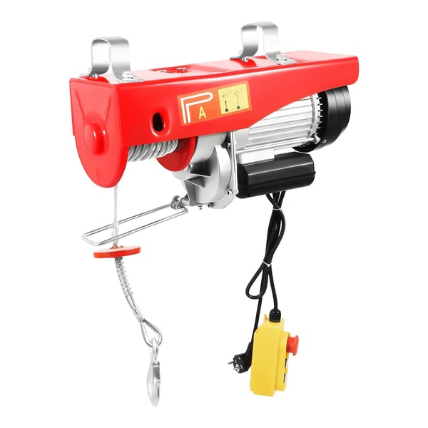 Elektrisk talje - PA1000 - Løftekapacitet 1000 kg - Stålwire 12 m - Motor 1600 W - Spænding 220 V - Sikkerhedsbremse - Rød