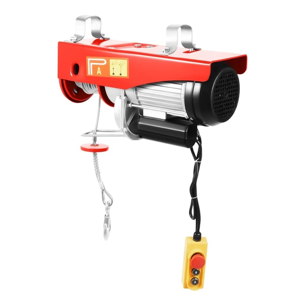 Elektrisk talje - PA1000 - Løftekapacitet 1000 kg - Stålwire 12 m - Motor 1600 W - Spænding 220 V - Sikkerhedsbremse - Rød